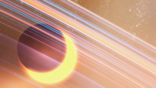 Saturn yellow ring starry night - a yellow ring free wallpaper