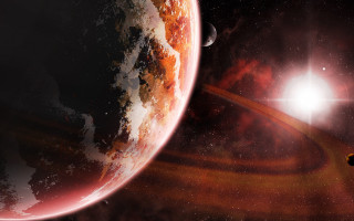 Space planet star redlight aurora - a planet and a star in the background free wallpaper