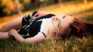 Woman laying grass blackwhite dress - dress free wallpaper for desktop