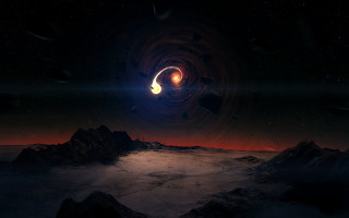 Black hole light star aurora 2 - a black hole in the sky free wallpaper