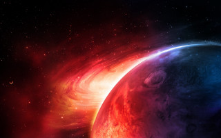 Colorful space scene astronaut aurora - a colorful space scene free wallpaper