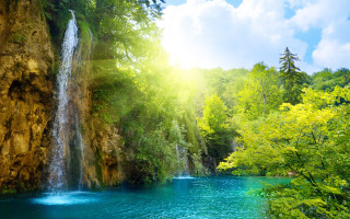 Waterfall forest blue pool nature 2 - alen divi free wallpaper