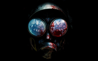 Gasmask blood redlight biopunk space - round free wallpaper for desktop