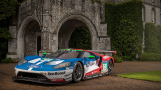 Blue white racecar clocktower arts - dennis flanders free wallpaper