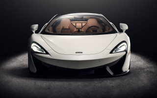 White sports car brown leather - a spotlight free wallpaper