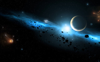 Bright blue star planets stars - a group of planets free wallpaper for desktop