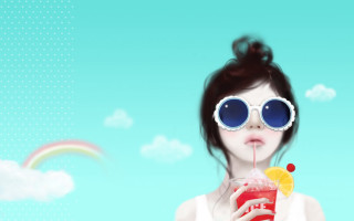 Woman sunglasses drink rainbow summer - amy sol free wallpaper for desktop