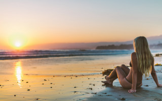 Beach sunset woman blonde hair - daren bader free wallpaper
