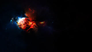 Space ship lighting black background - blender and photoshop free wallpaper