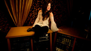 Woman sitting sound equipment city - caroline lucy scott free wallpaper