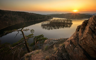 Lake forest mountain sunset sky - andrey ryabovichev free wallpaper