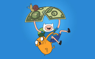 Cartoon girl jumping money blue - game art free wallpaper