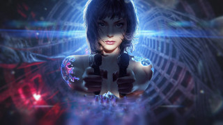 Eve ryder cyberpunk holography aiming - a blue light free wallpaper