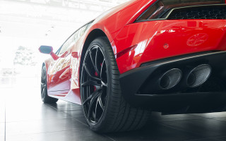 Red sports car garage black 9 - a black floor free wallpaper for desktop