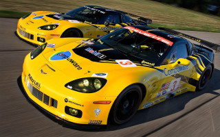 Yellow sports cars race track - a race free wallpaper