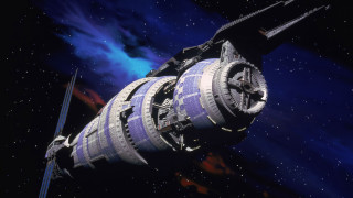Space station galaxy stars blue 2 - sci fi free wallpaper