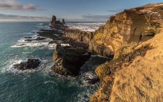 Cliff water rocks city sunset - a few rock free wallpaper for desktop