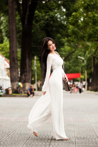 Woman white dress walking sidewalk - neoclassicism free wallpaper for mobile