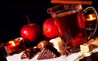 Tea cookies apples candles autumn - autumn free wallpaper for desktop