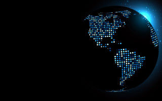 Blue globe hologram night sky - buckminster fuller free wallpaper for desktop