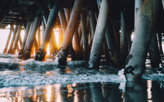 Pier water poles rocks cinematic - a pier free wallpaper for desktop