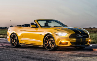 Yellow mustang convertible road field - convertible free wallpaper