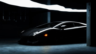 Black sports car dark room 28 - the side of its free wallpaper