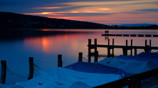 Dock tents sunset people mountains - the dock free wallpaper