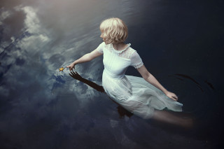 Floating woman white dress yellow - brooke shaden free wallpaper for desktop