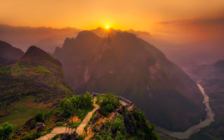 Mountain river sunset path clouds - dai xi free wallpaper for desktop