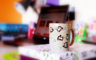Coffee cup books laptop desk - a coffee cup free wallpaper