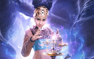 Space suit woman aurora starry - afrofuturism free wallpaper