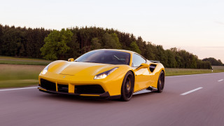 Yellow sports car driving forest - bernardo cavallino free wallpaper