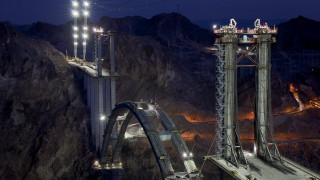 Large bridge lights mountains night - a large bridge free wallpaper