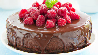 Chocolate cake raspberries coffee rococo - a chocolate cake free wallpaper for desktop
