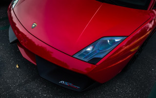 Red sports car parking meter - the side of the road free wallpaper for desktop