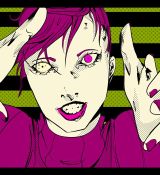 Pink haired woman polka dot - pink hair free wallpaper for tablet