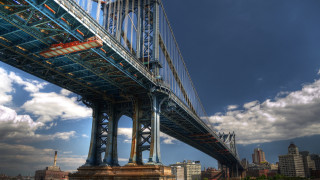 Bridge water sky clouds architecture - free city wallpaper