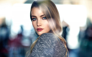 Woman blueeyes longhair suitjacket fan - american barbizon school free wallpaper