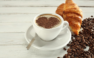 Coffee croissant white table coffee - corneille free wallpaper