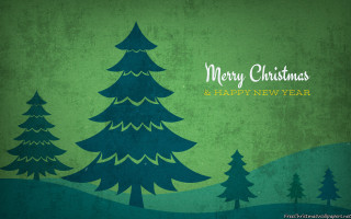 Green christmas card tree merry - free christmas wallpaper