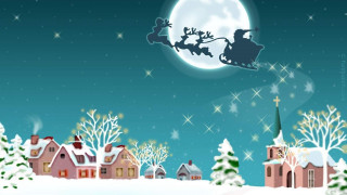 Santa claus sleigh snowy village - a santa claus sleigh free wallpaper