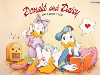 Donald daisy reading book dog - carl barks free wallpaper