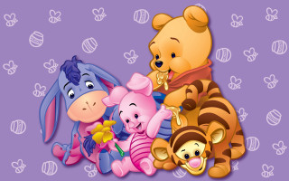 Winnie the pooh friends purple - a storybook illustration free wallpaper
