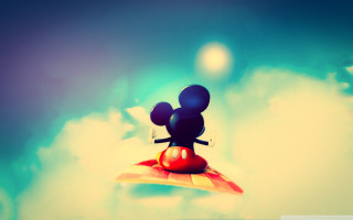 Mickey mouse surfboard sky clouds - a mickey mouse free wallpaper for desktop