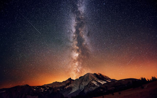Night mountain star filled sky - a night sky free wallpaper