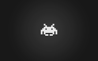 Black white space invader dark - the right side of the image free wallpaper