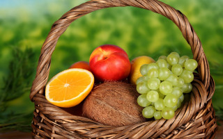 Basket fruit orange apple kiwi - fructose free wallpaper