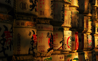 Asian lanterns lit wall art - a lamp free wallpaper