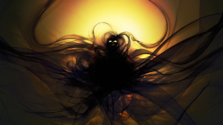 Long hair woman generative art - a yellow background free wallpaper for desktop